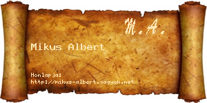Mikus Albert névjegykártya